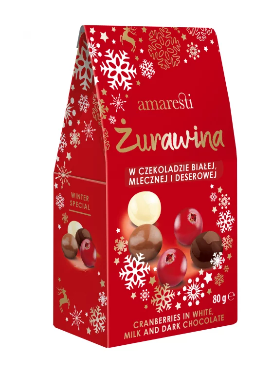 Eurohansa - Amaresti Żurawina w Czekoladzie Białej, Mlecznej i Deserowej - Winter Special 80g