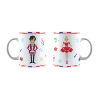 Zestaw 2 ceramicznych kubków Bialetti Nutcracker z motywami postaci z Dziadka do Orzechów. Kolorowe świąteczne ilustracje przedstawiające klasyczne postacie, idealne na prezent lub do codziennego użytku. Kubki są częścią limitowanej edycji inspirowanej świątecznym klimatem.