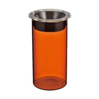 Bursztynowy pojemnik Hario Colors Canister o pojemności 400 ml, idealny do przechowywania kawy lub herbaty. Elegancki design w ciepłej tonacji, który świetnie pasuje do współczesnych wnętrz kuchennych.