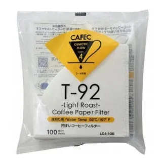 Filtry papierowe Cafec T-92 Light Roast do jasno palonej kawy – rozmiar cup 4, 100 sztuk – perfekcyjne do precyzyjnego parzenia, dostępne w sklepie Coffee Selection