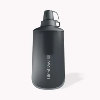 Szara butelka filtrująca LifeStraw Peak Squeeze o pojemności 0,65 litra – kompaktowy model idealny na wyprawy outdoorowe, dostępny w sklepie Coffee Selection.