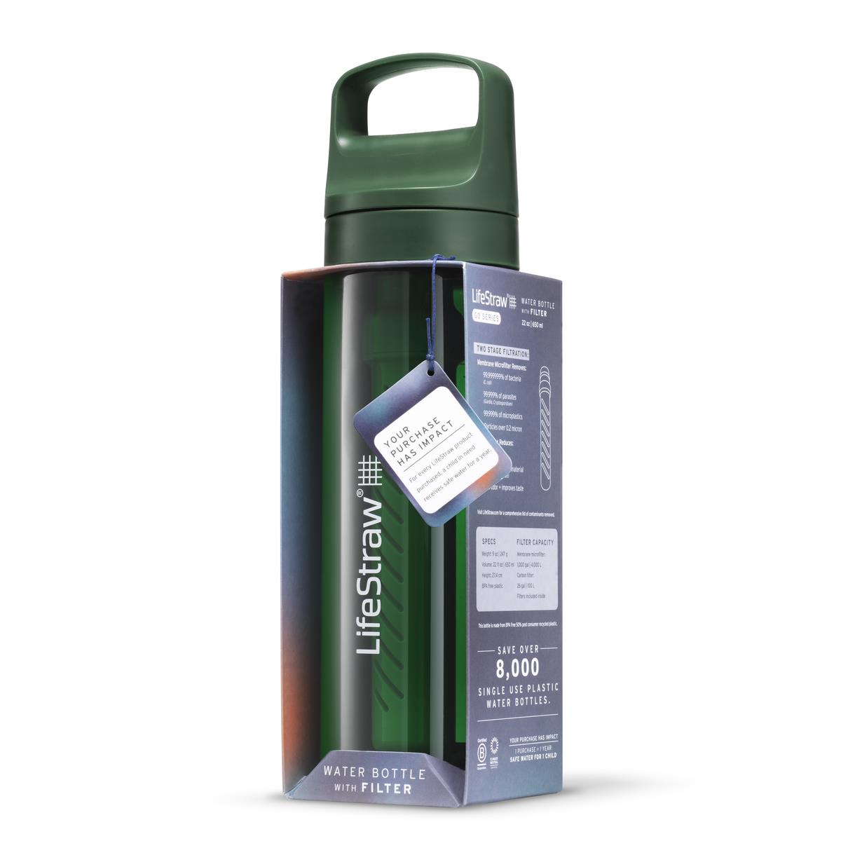 LifeStraw Go 2.0 Butelka Na Wodę z Filtrem Membranowo-Węglowym 650 ml Zielona