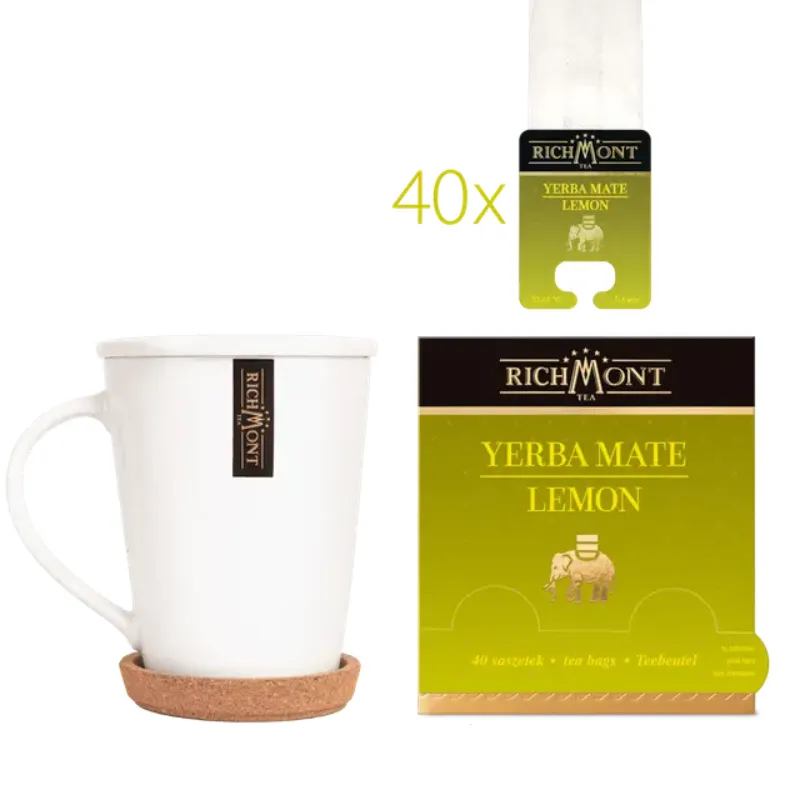 Herbata Richmont Yerba Mate Lemon 40 szt porcelanowy zestaw do herbaty