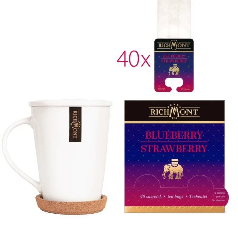 Herbatka Richmont Blueberry Strawberry 40 szt porcelanowy zestaw do herbaty
