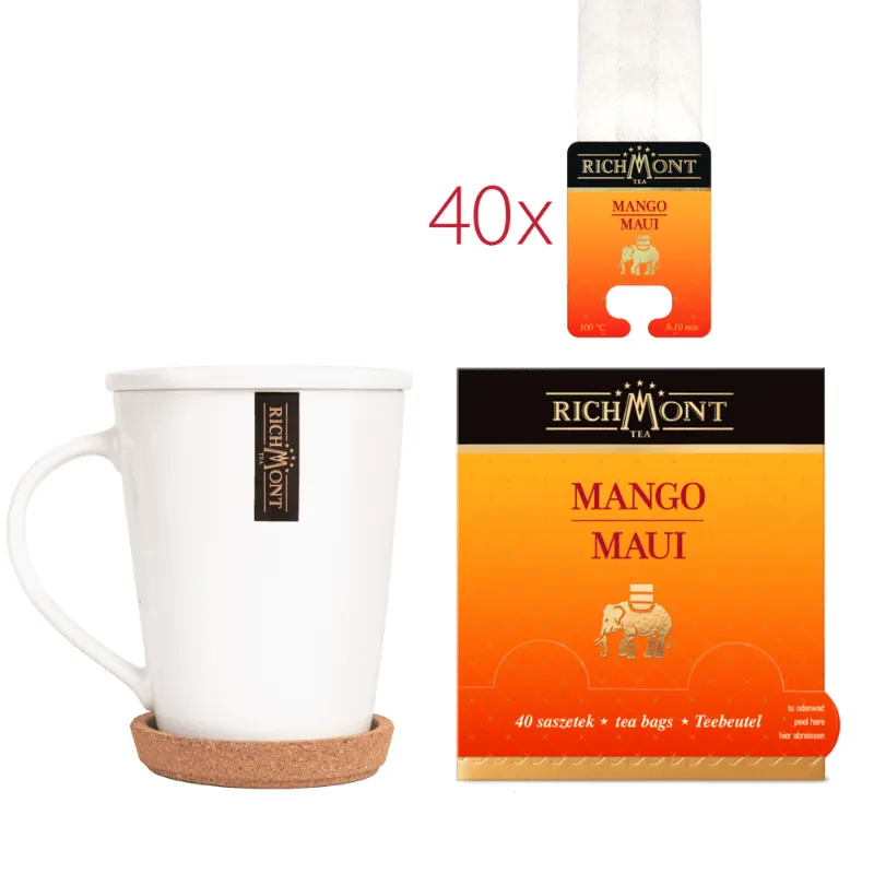 Herbatka Richmont Mango Maui 40szt porcelanowy zestaw do celebracji herbaty