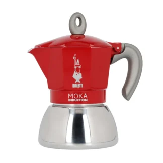 Ekspres do kawy Moka Induction Bialetti w intensywnym czerwonym kolorze to idealne akcesorium do przygotowania aromatycznej kawy. Wykonana ze stali nierdzewnej oraz tworzywa sztucznego, zapewnia doskonałe rezultaty na kuchenkach indukcyjnych.