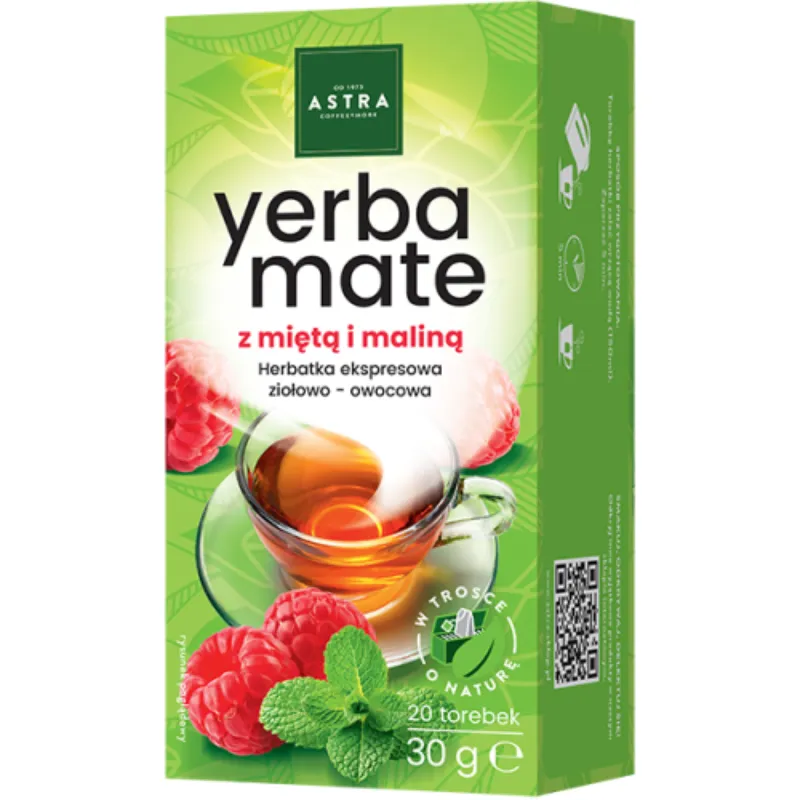 ASTRA - YERBA MATE z miętą i maliną - 20 Saszetek