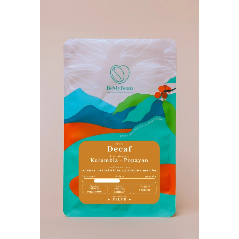 BeMyBean - Kolumbia Popayan Natural Sugarcane Filter - bezkofeinowa kawa ziarnista 1 kg